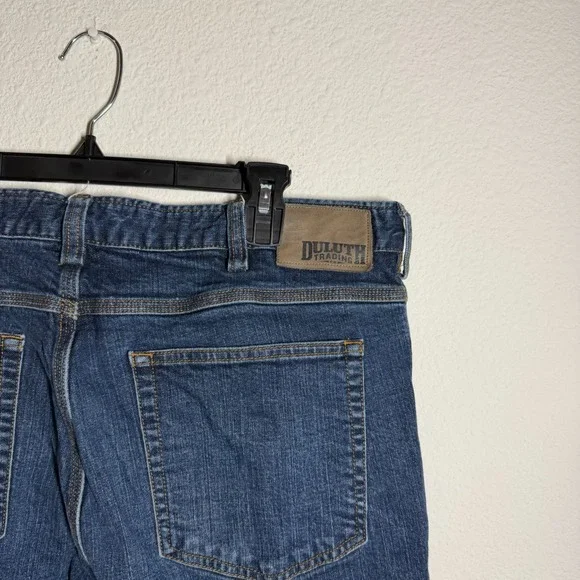 Duluth Trading Co Flex Ballroom Jeans Men 37 Blue Denim Straight Leg Relaxed Fit - Picture 8 of 12